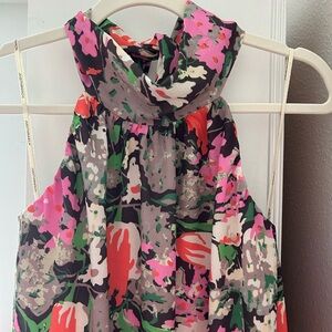 Judith March Floral Halter Tie Neck Maxi Dress